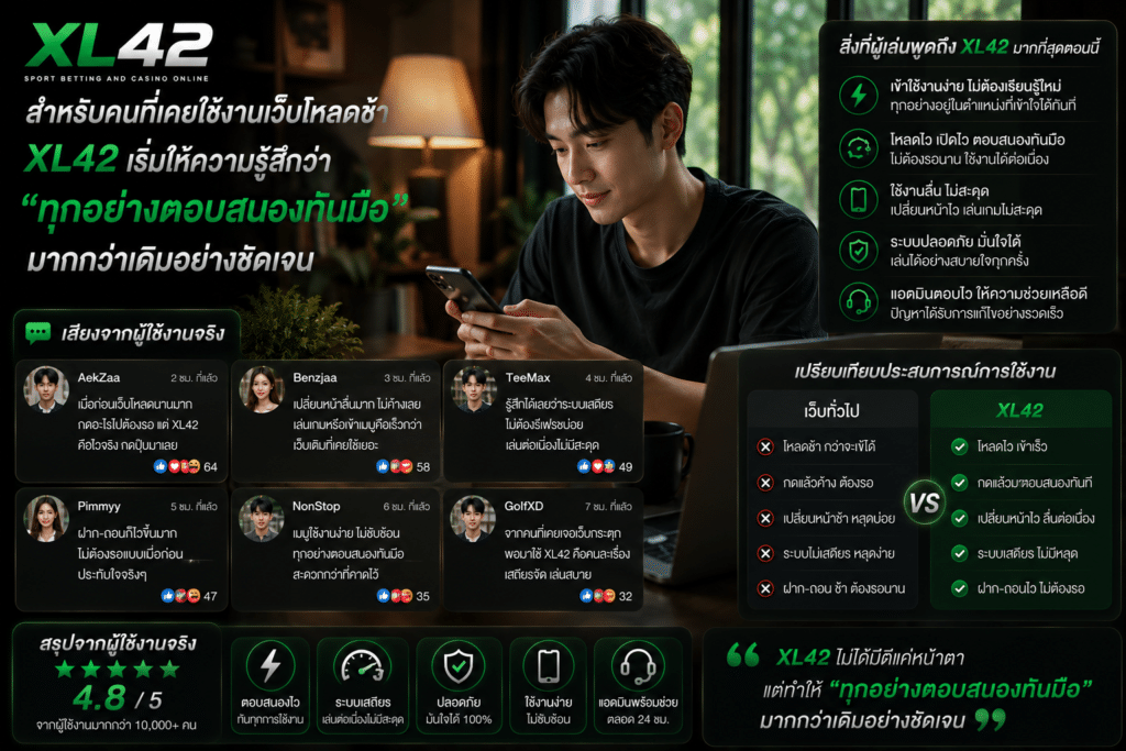 สำหรับคนที่เคยใช้งานเว็บโหลดช้า XL42 เริ่มให้ความรู้สึกว่า “ทุกอย่างตอบสนองทันมือ” มากกว่าเดิมอย่างชัดเจน