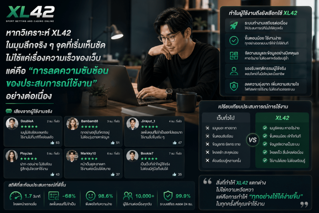 หากวิเคราะห์ XL42 ในมุมลึกจริง ๆ จุดที่เริ่มเห็นชัดไม่ใช่แค่เรื่องความเร็วของเว็บ แต่คือ “การลดความซับซ้อนของประสบการณ์ใช้งาน” อย่างต่อเนื่อง